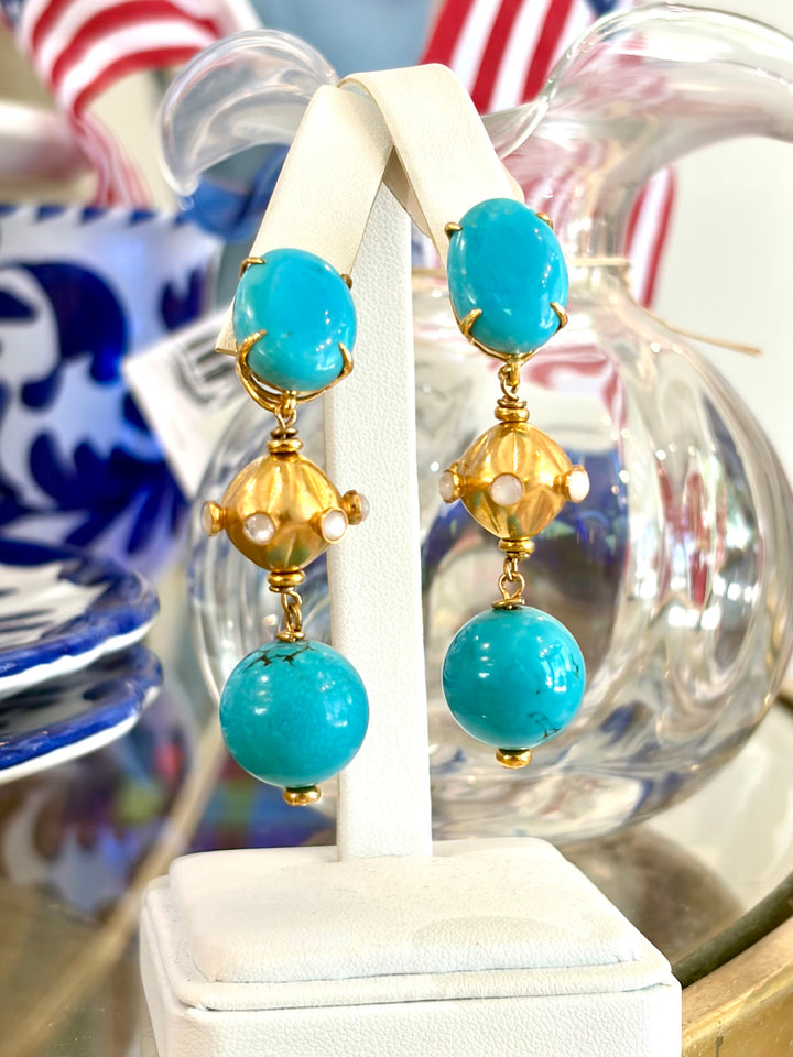 Louise Earrings in Turquoise and MOP