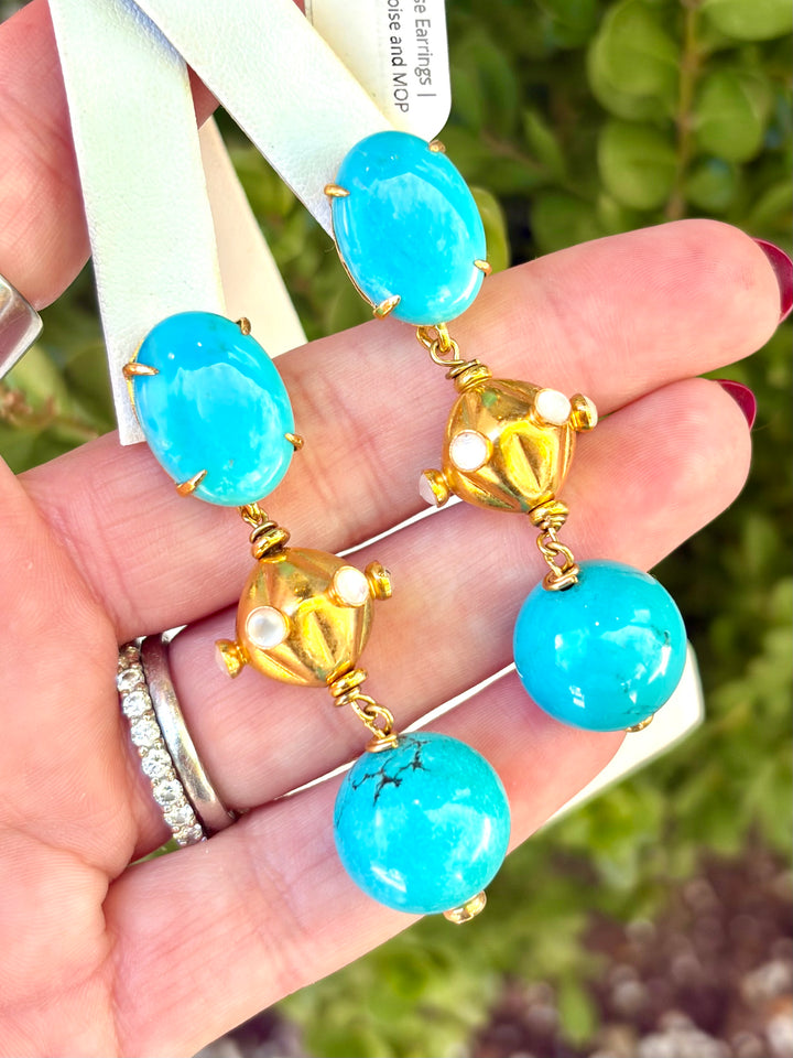 Louise Earrings in Turquoise and MOP