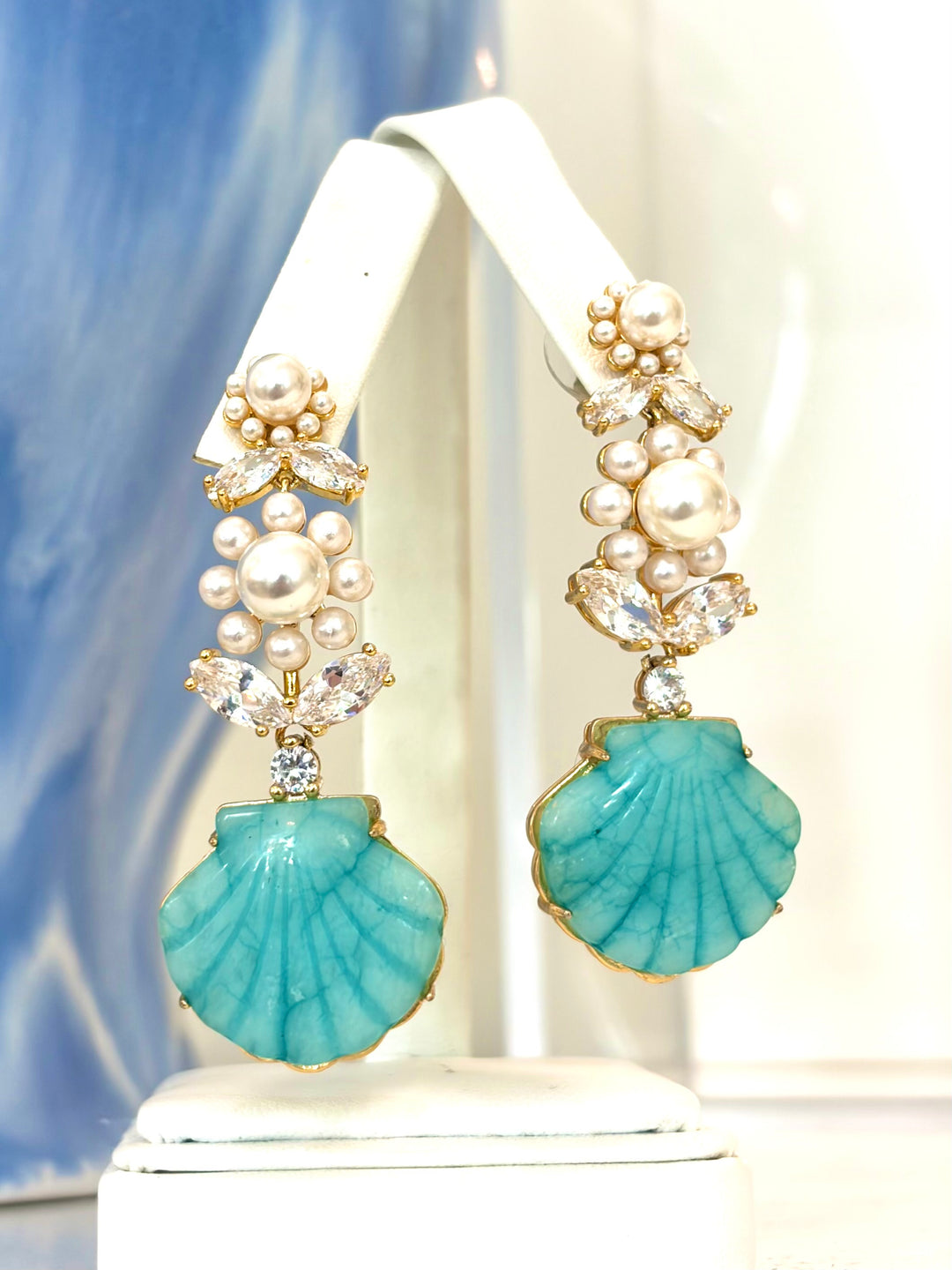 Pearly Flower and Seashell Earrings