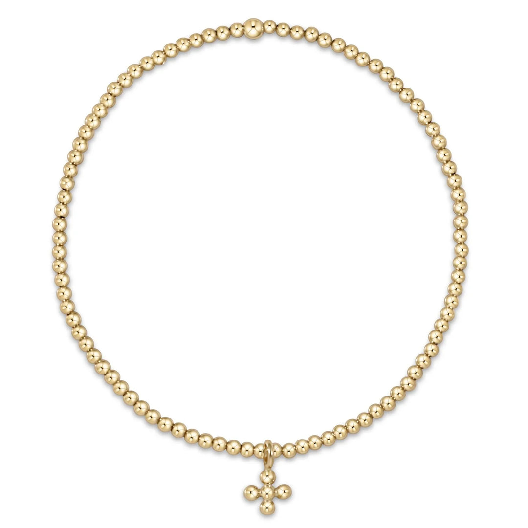 Classic Beaded Signature Cross Gold Charm | + Sizes