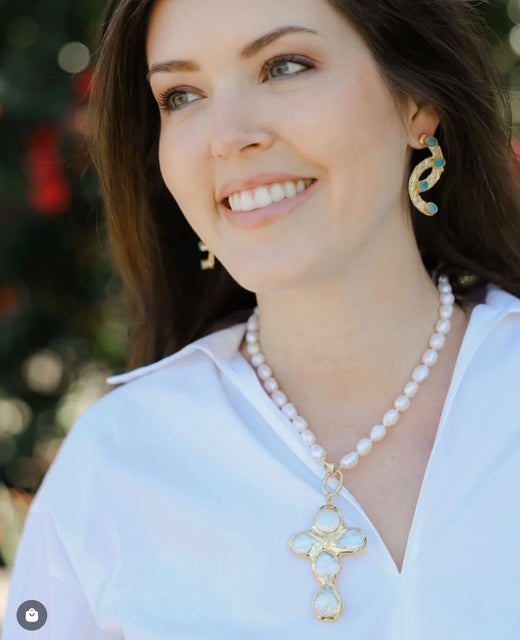 Pearl + Cross Necklace