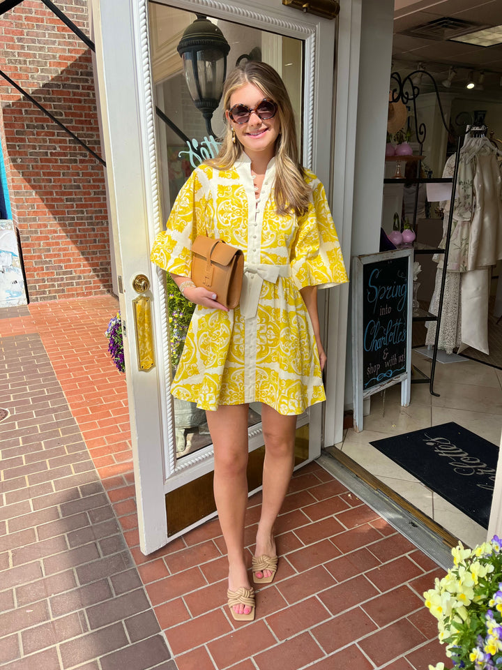 Carmen Mini Dress | Azulejo Yellow