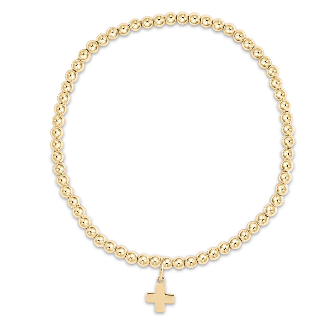 Classic Gold Beaded Bracelet - Signature Cross Charm | +Sizes