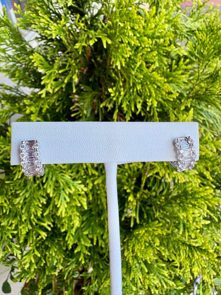 Diamond Baguette Huggies 1ct