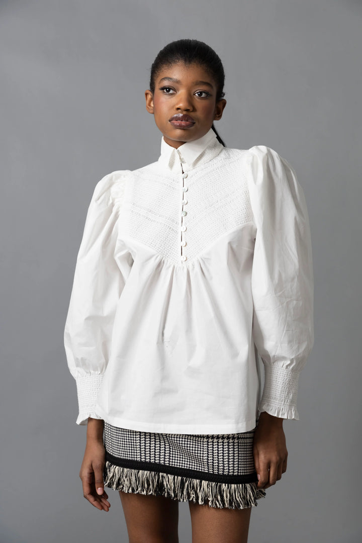 Smocked Shirt | White