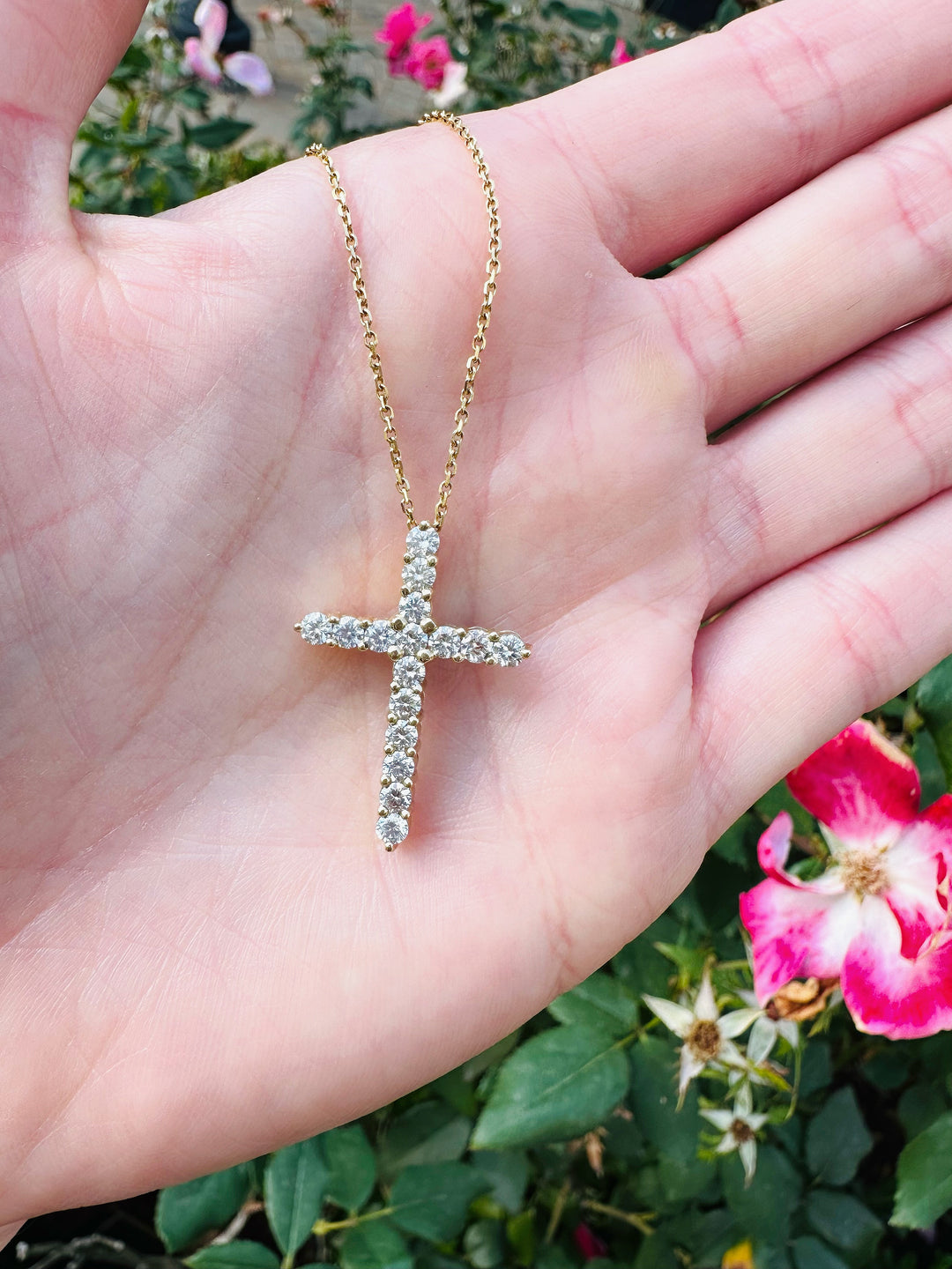 14 Karat Diamond Cross Necklace