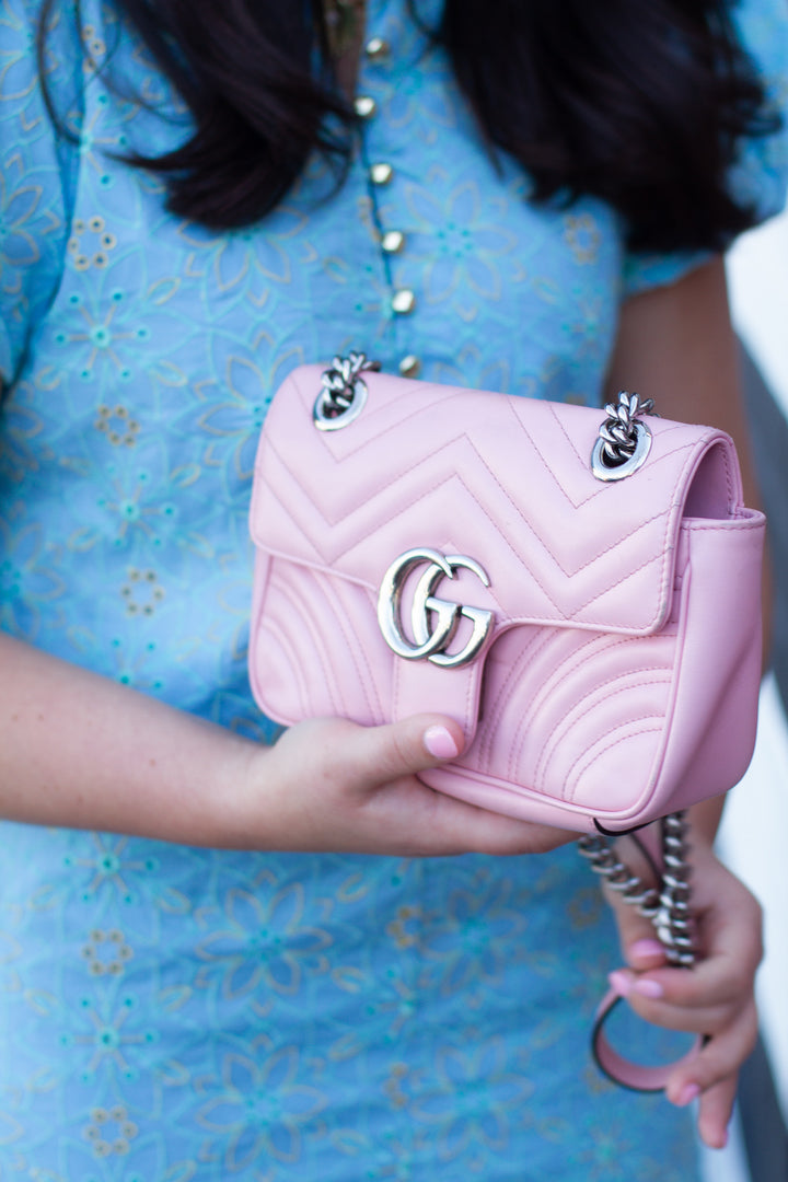 Gucci Pink Quilted Leather Marmont Mini Shoulder Bag