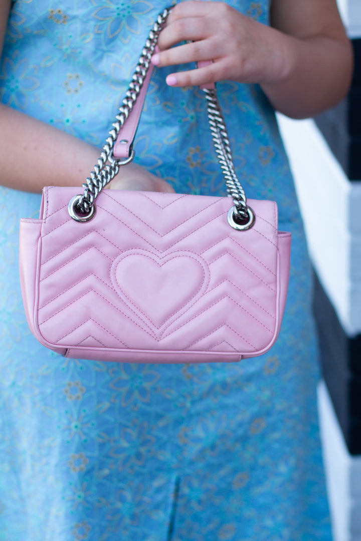 Gucci Pink Quilted Leather Marmont Mini Shoulder Bag