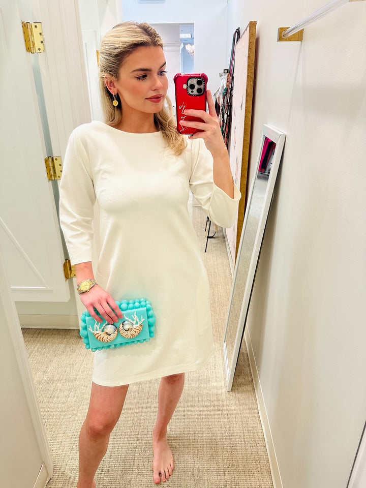 Ponte Knit A-Line Dress | Off White