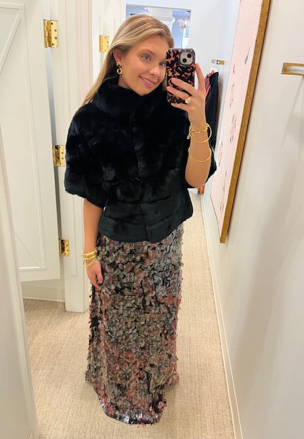 Genuine Rex Rabbit Dolman Jacket | Black - Charlotte's Inc