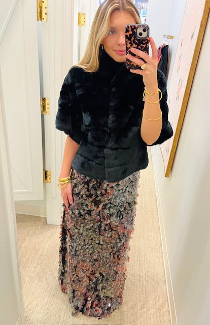 Genuine Rex Rabbit Dolman Jacket | Black - Charlotte's Inc