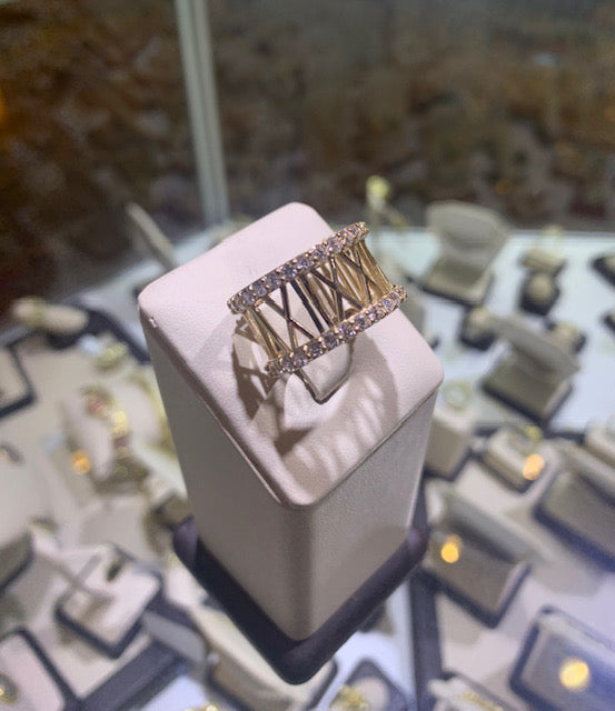 Roman Numeral Diamond + Gold Ring