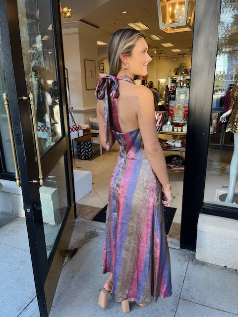 Copacabana Halter Midi | Disco Stripe