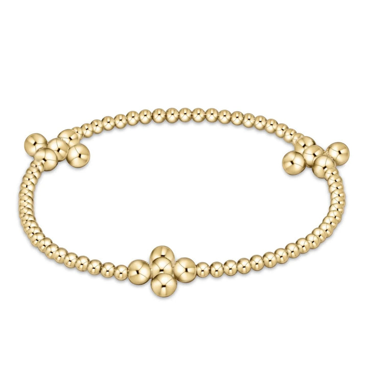 Signature Cross Gold Pattern Bead Bracelet - Classic Beaded Signature Cross Gold | + Sizes