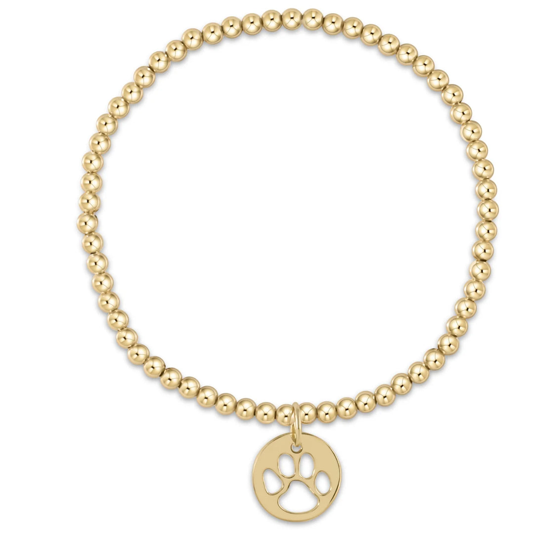 Classic Gold Beaded Bracelet - Paw Print Disc