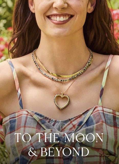 LOVE You to the Moon and Back Heart on 16-18" Classic Rolo Chain