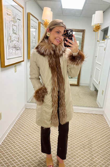 Genuine Fox Fur Reversible Coat | Golden
