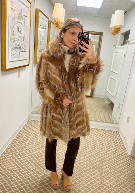 Genuine Fox Fur Reversible Coat | Golden