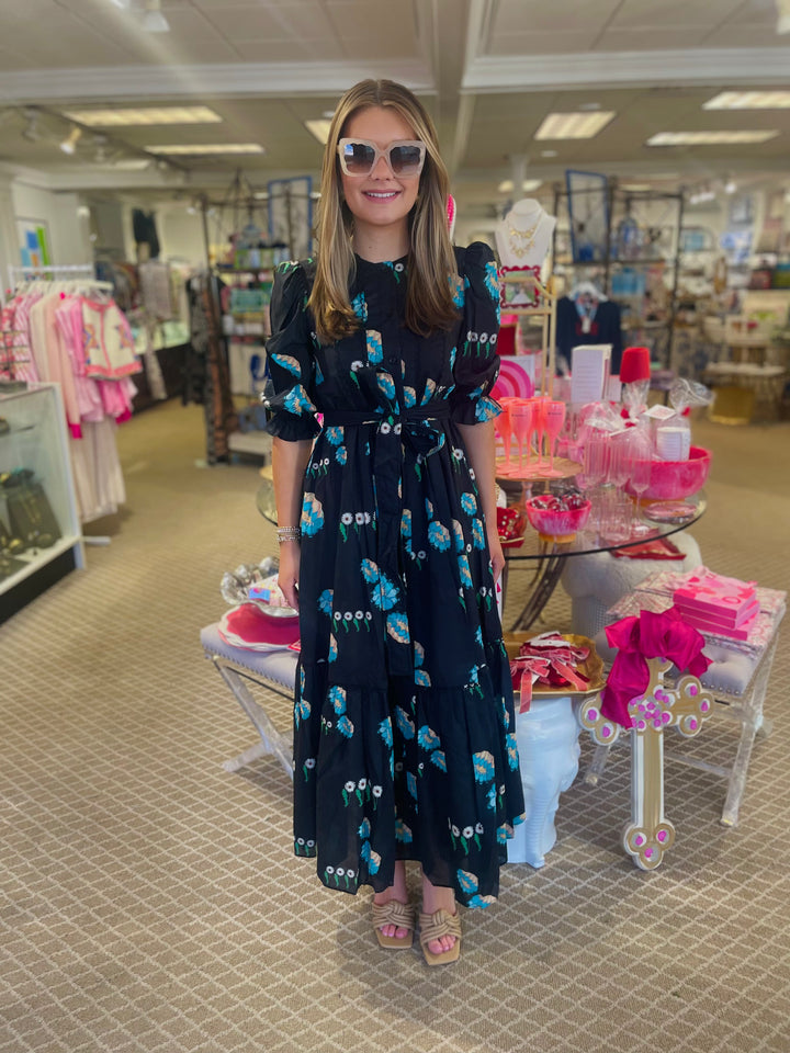 Eve Pintuck Dress | Black Multi