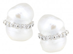 Peanut Pearl Earring with .72pts Diamonds