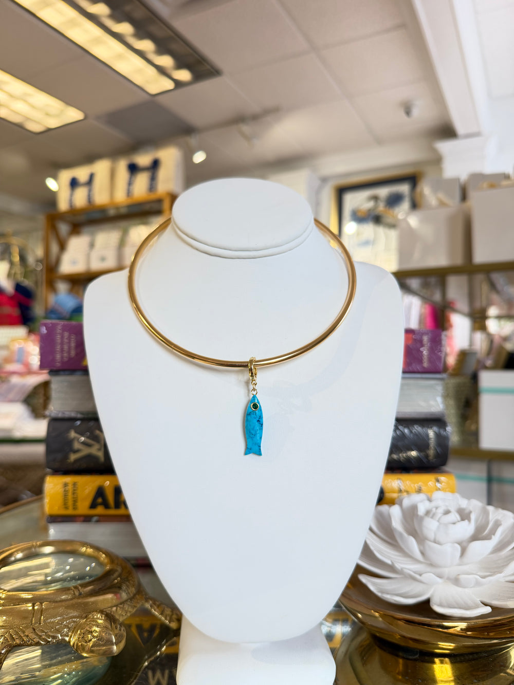 KB Turquoise Fish Charm with Attachable Clasp - Charlotte's Inc