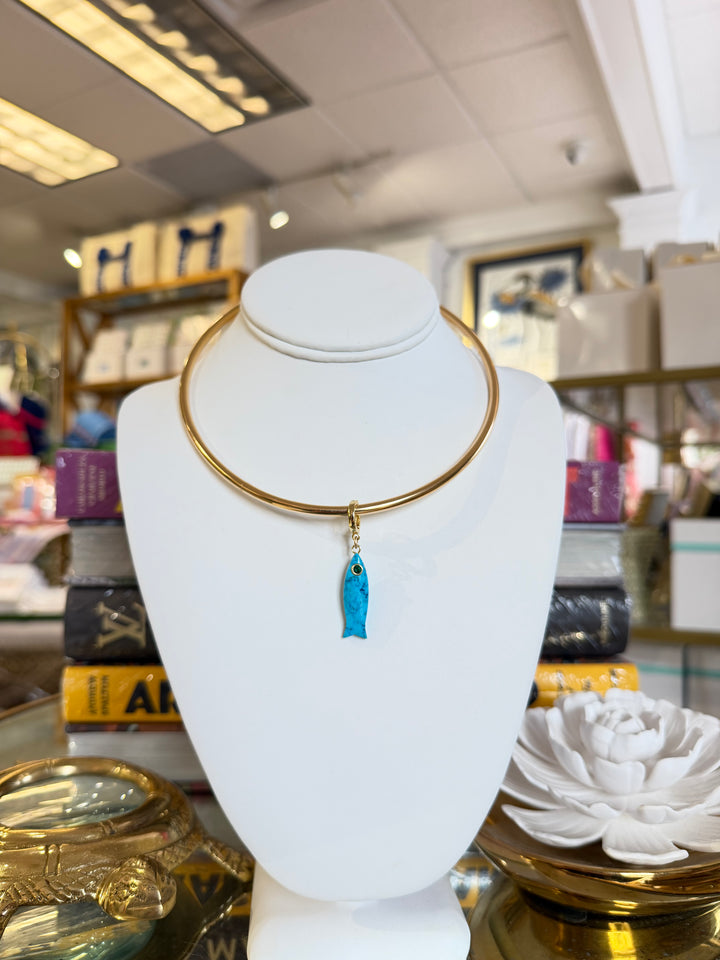 KB Turquoise Fish Charm with Attachable Clasp - Charlotte's Inc