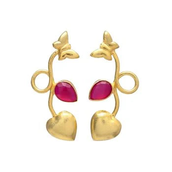 Butterfly + Heart Gemstone Earrings