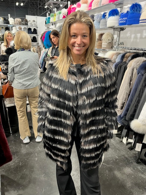 Genuine Fox Fur Jacket | Black/White