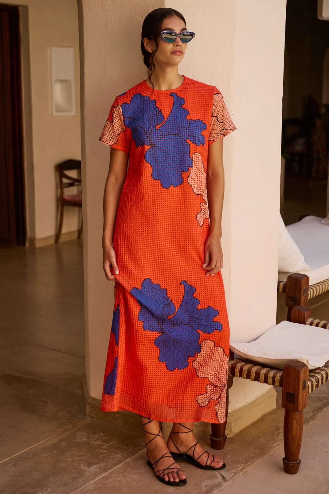 Short Sleeve Shift Maxi | Red Bora Bora