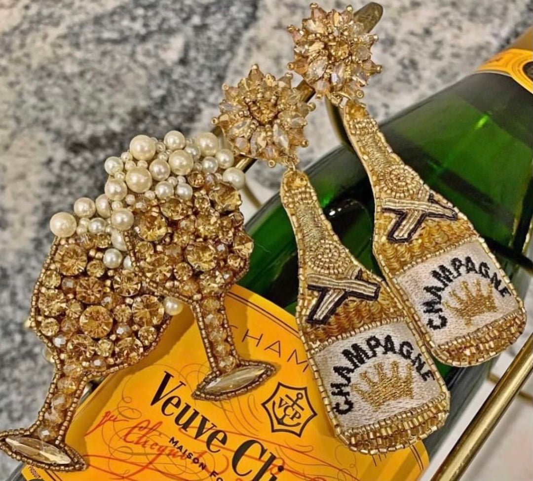 Allie Beads Champagne Earrings | Bubbles and Bottle