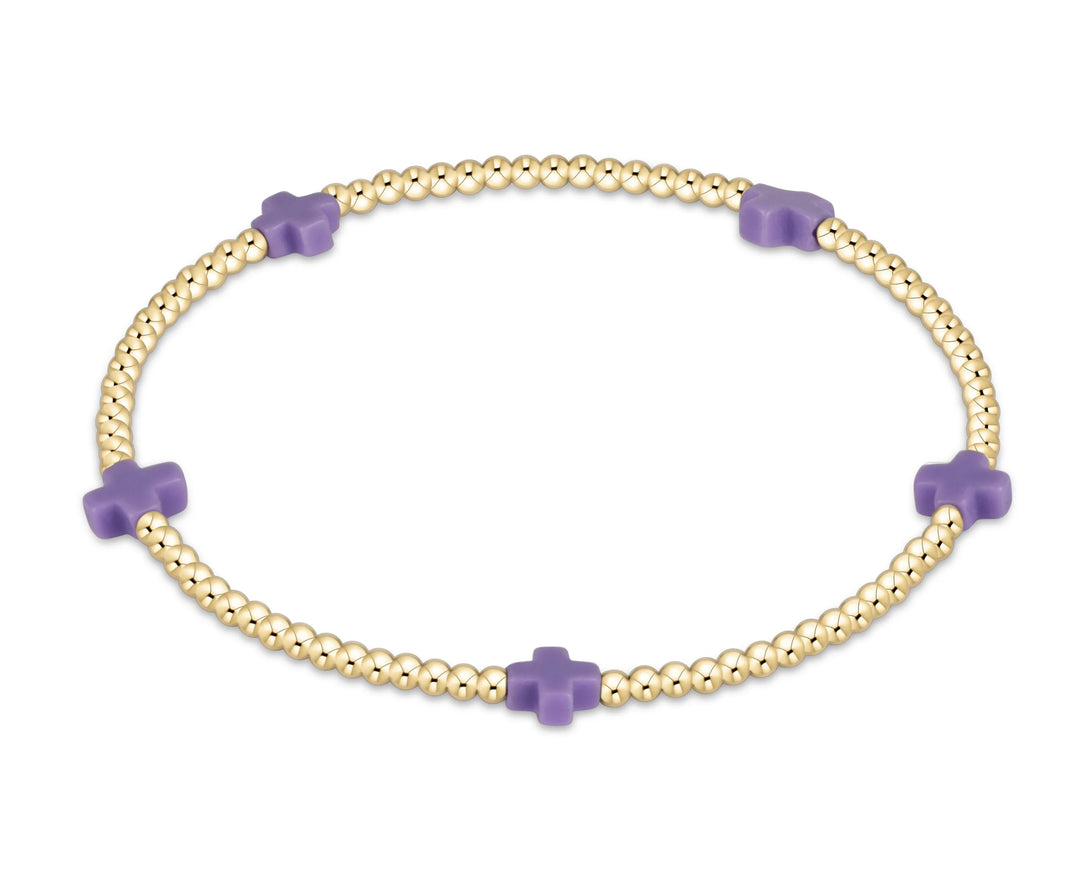 Signature Cross Small Gold Pattern 2mm Bead Bracelet | + Colors