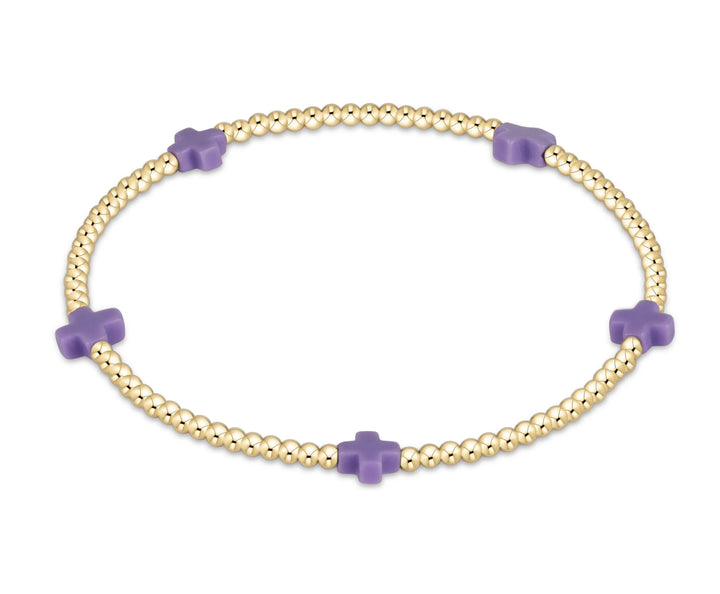 Signature Cross Small Gold Pattern 2mm Bead Bracelet | + Colors