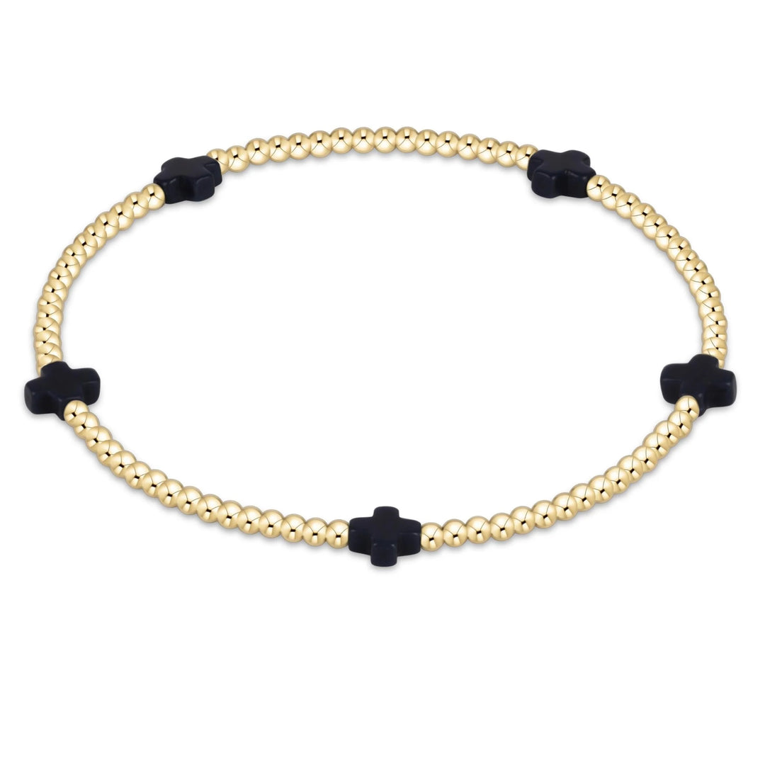 Signature Cross Small Gold Pattern 2mm Bead Bracelet | + Colors