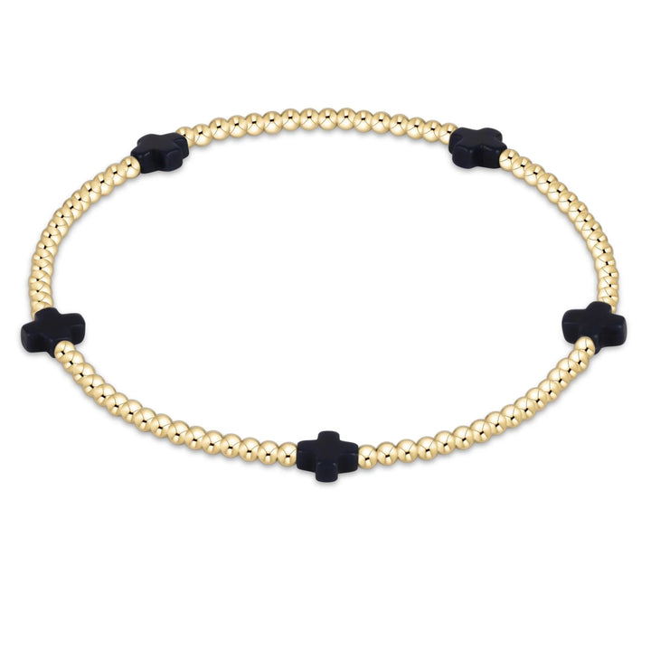 Signature Cross Small Gold Pattern 2mm Bead Bracelet | + Colors