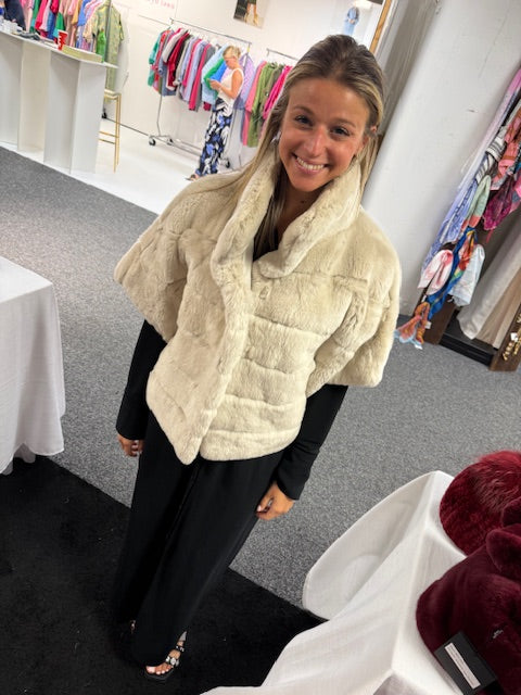 Genuine Rex Rabbit Dolman Jacket | Cream