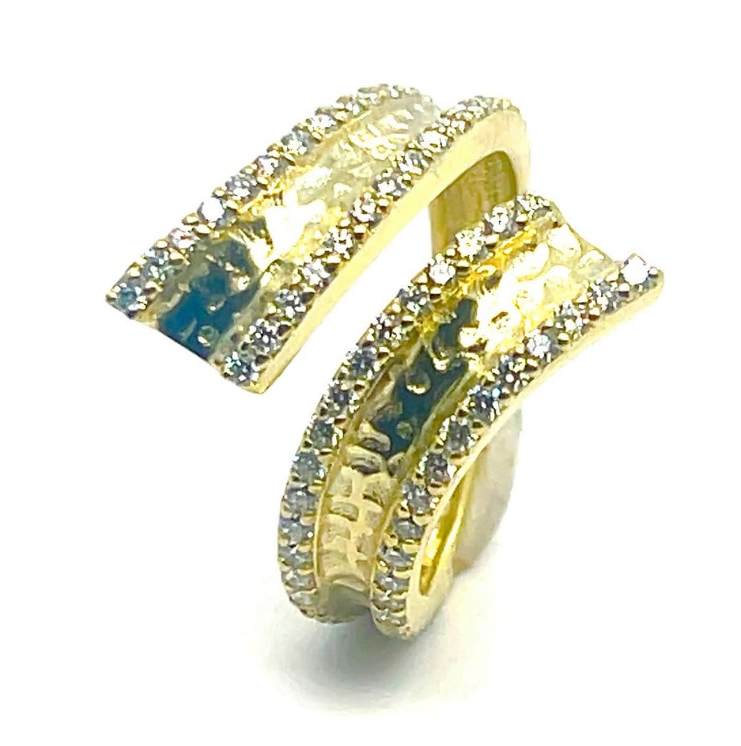 14kt Hammered Bypass Ring .82pts Diamond RZ8137