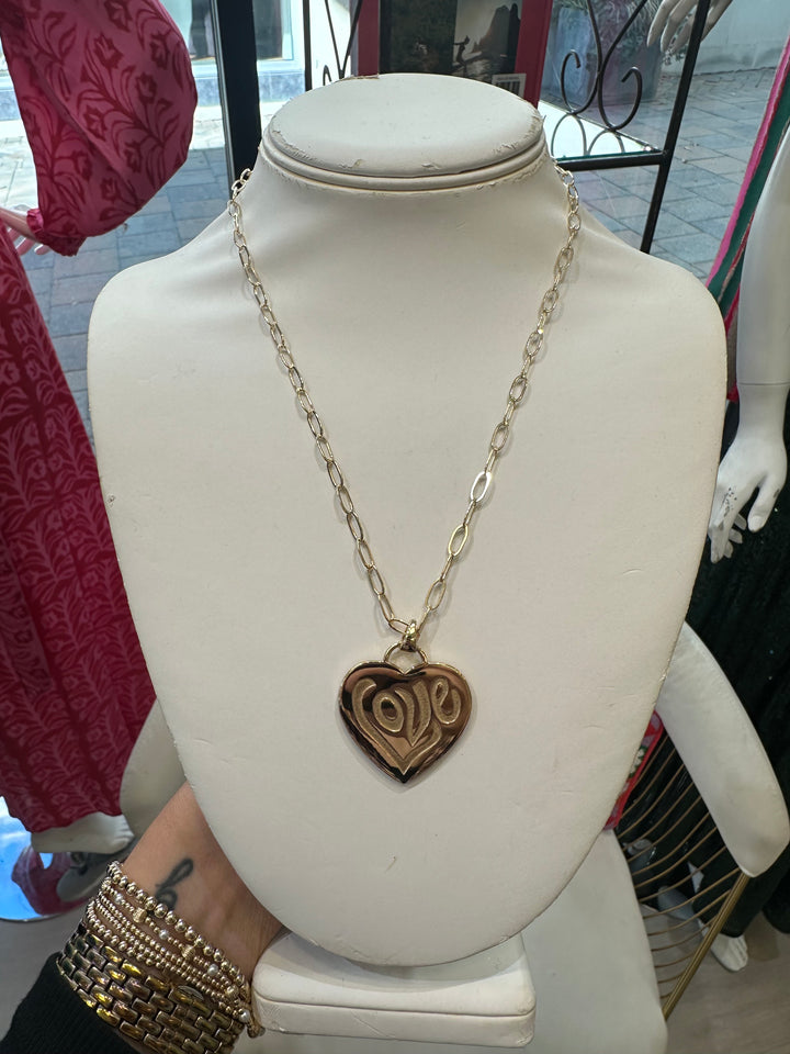 Never Enough LOVE Heart Necklace