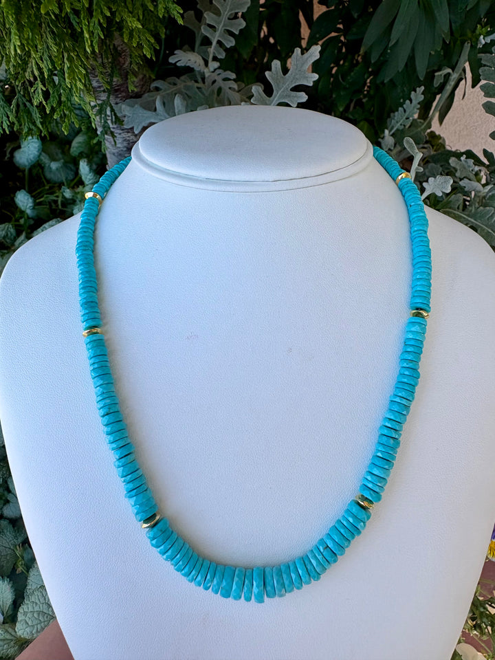 14kt Gold & Turquoise Bead Necklace N11706T