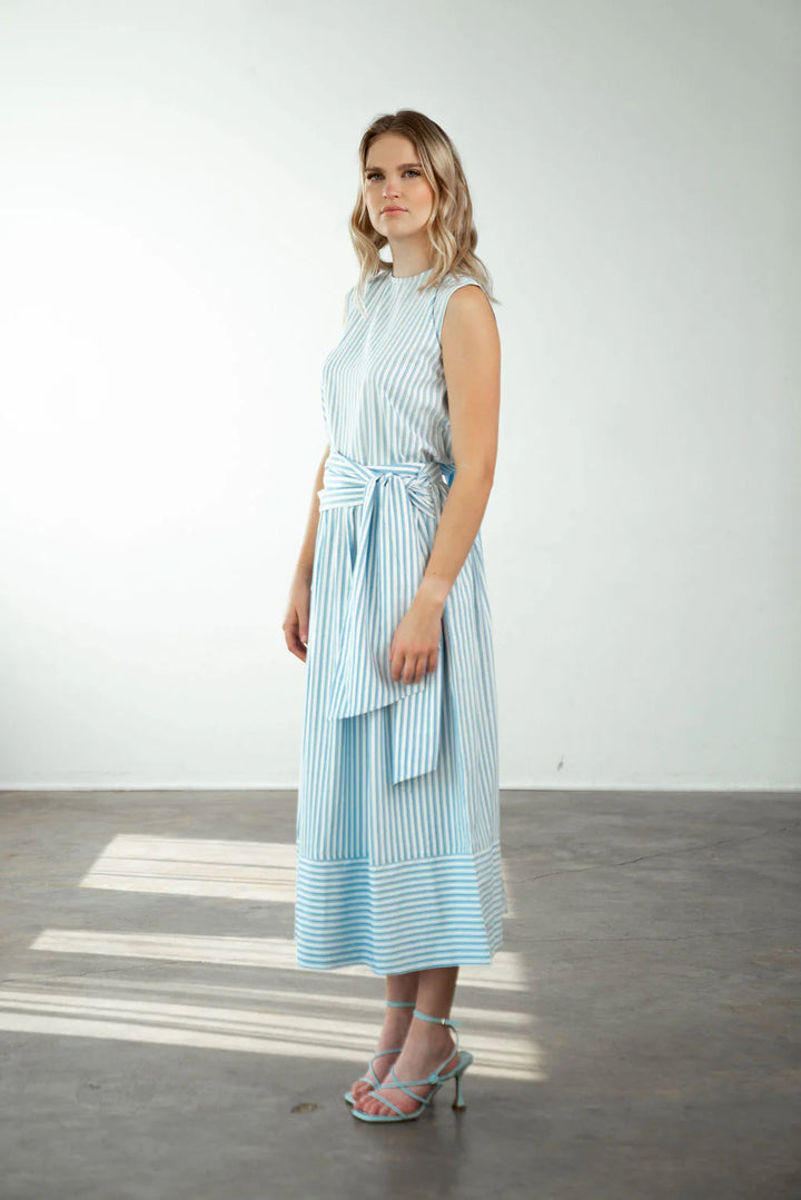 Yarrow Big Bow Skirt | Blue Stripe