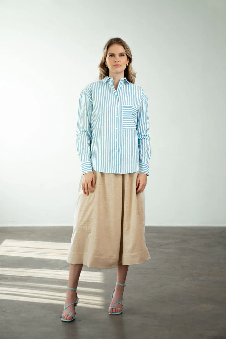 Boyfriend Shirt | Blue Stripe