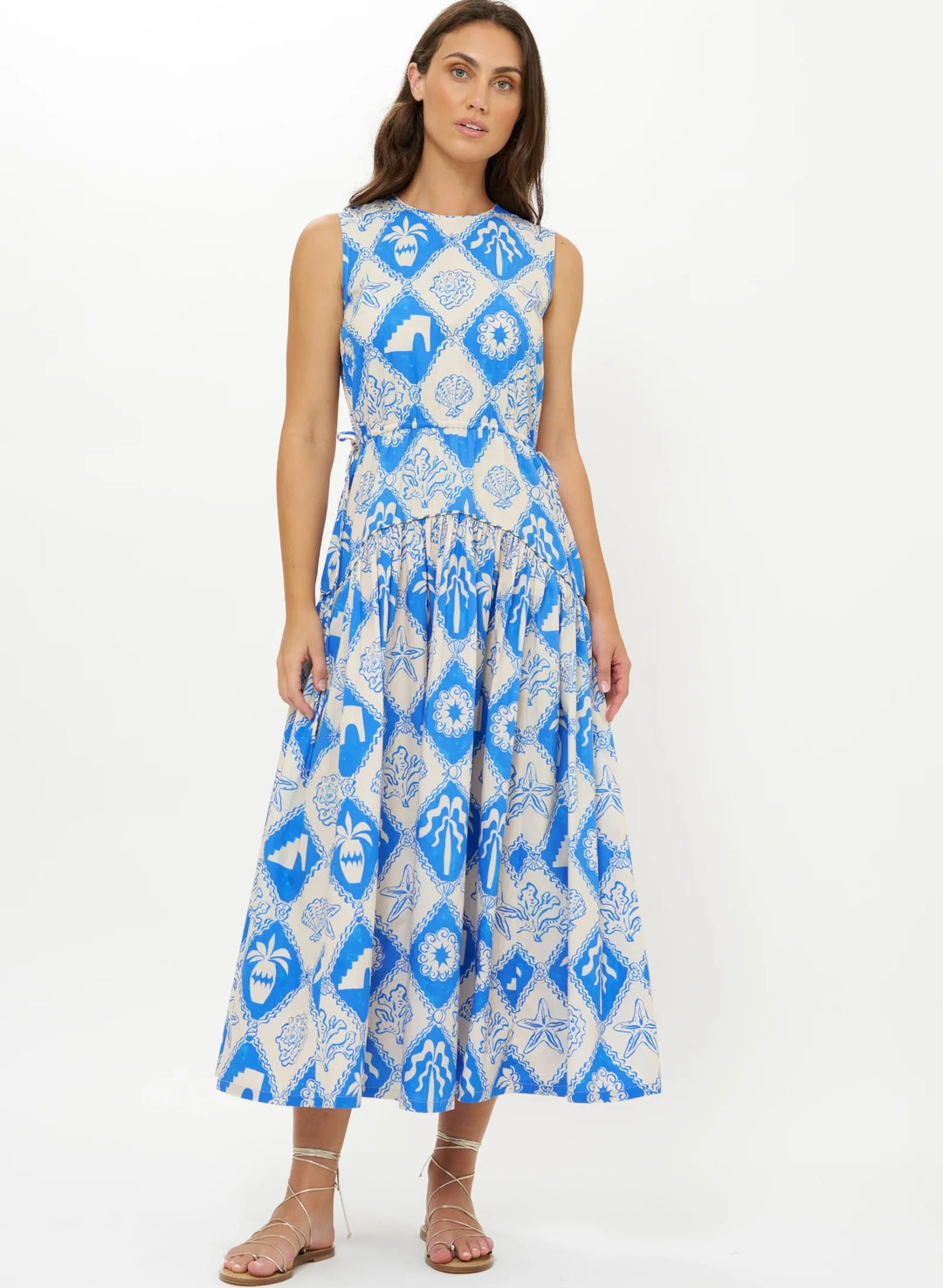 Sleeveless Piped Maxi Dress | Blue Asterias
