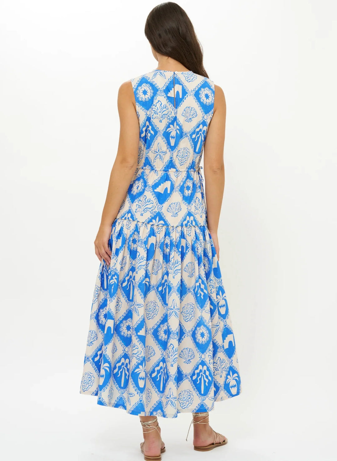Sleeveless Piped Maxi Dress | Blue Asterias