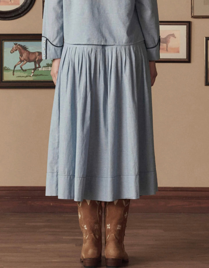 The Chambray Embroidered Highland Skirt | Stetson & The Great