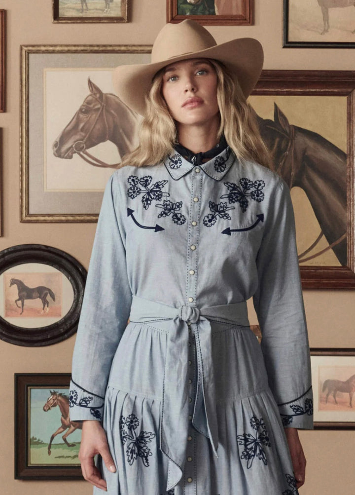 The Chambray Embroidered Western Shirt | Stetson & The Great