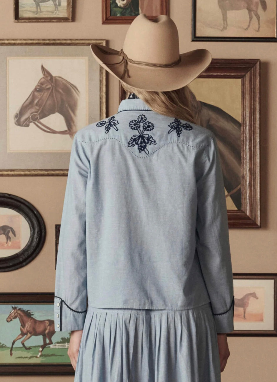 The Chambray Embroidered Western Shirt | Stetson & The Great