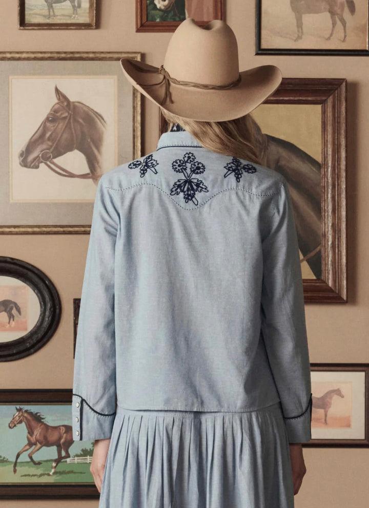 The Chambray Embroidered Western Shirt | Stetson & The Great