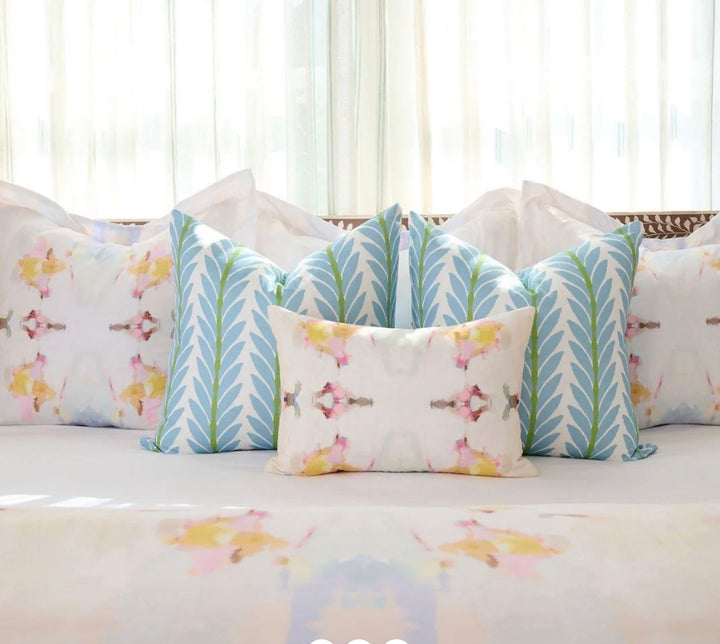 Frond French Blue Decorative Pillow 22"x22"