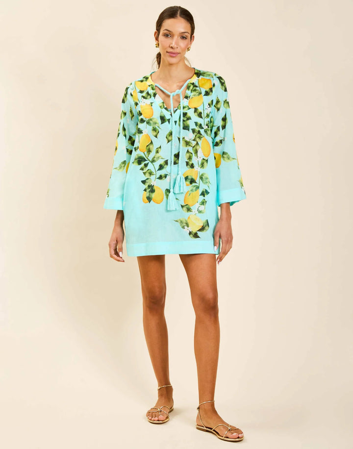 Ines Caftan Mini Dress | Sorrento Citrus
