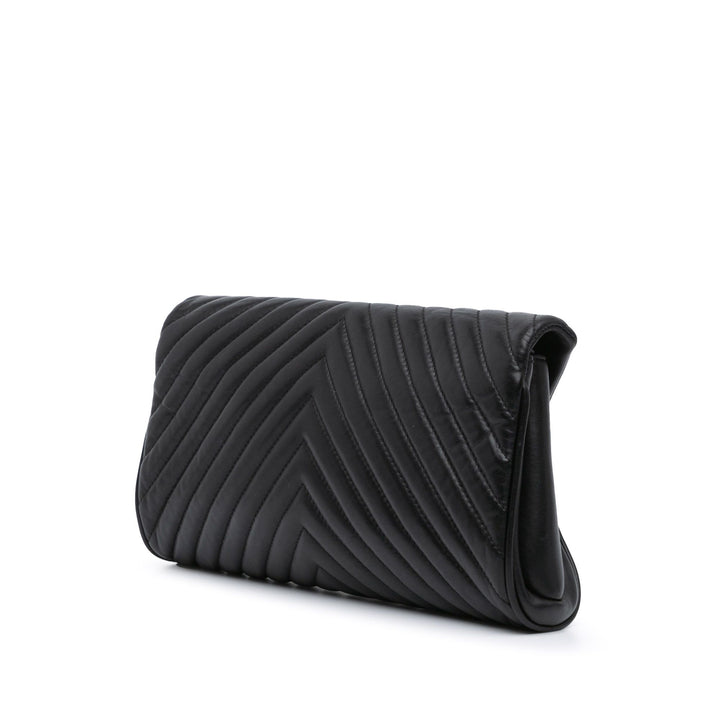 Chanel Chevron Lambskin Fold Up Again Clutch | Black