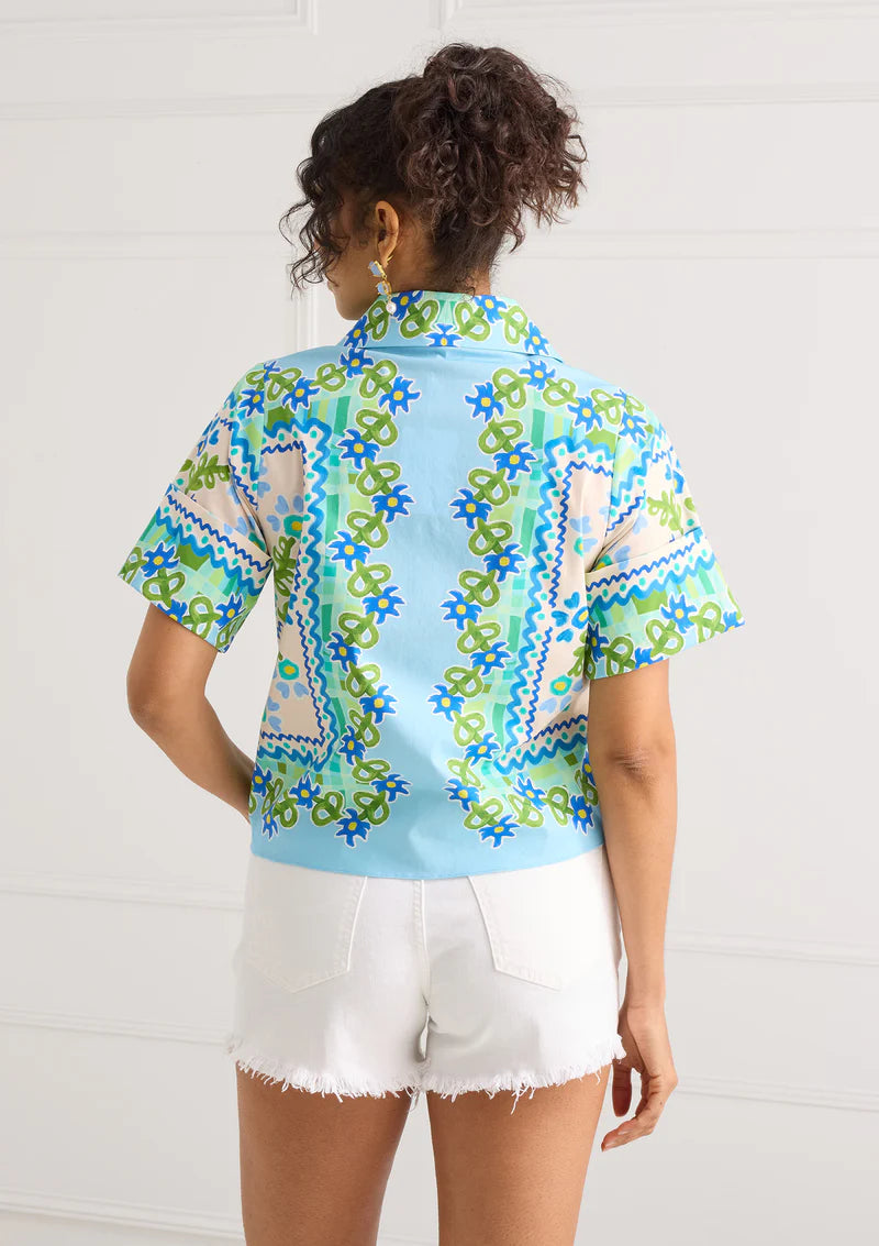 Jules Top  | Blue Floral Folk